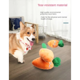 Dog toy Carrot vegetable shape plush chew squeak Squeak interactive dog toy Orange