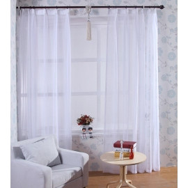 White Sheer Curtain Window Decoration High Thread Modern Voile Drapes Panel Luxurious Solid Color Tulle Curtains (Single panel)