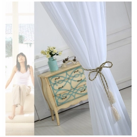 White Sheer Curtain Window Decoration High Thread Modern Voile Drapes Panel Luxurious Solid Color Tulle Curtains (Single panel)
